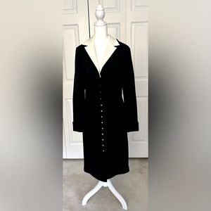 Vintage PEGORER knit black dress with white collar. Wednesday Addams look.